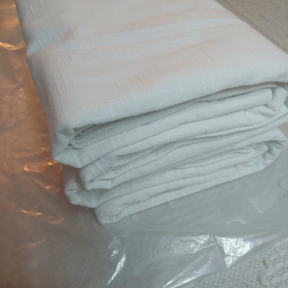 NWOT! Quince 100% Cotton White Slub Curtains, 48